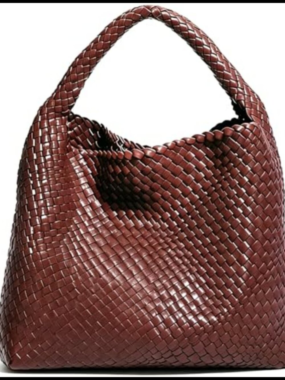 Hand Woven Vegan Leather Tote Bag with Clutch Large Hobo Shoulder Purse